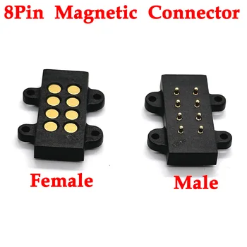 6-контактный 8-Контактный магнитный разъем Подпружиненные Магнитные Магниты Pogo Pin 6P 8P Для Пайки печатных плат С мужским гнездовым зондом С монтажными отверстиями