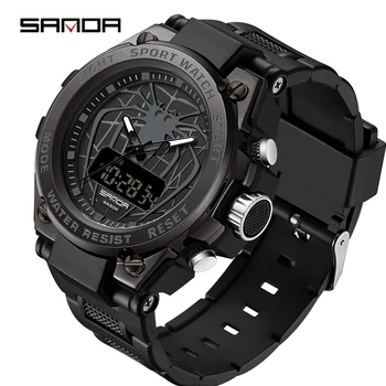 SANDA Роскошные модные мужские часы Спортивные военные кварцевые часы Водонепроницаемые наручные часы 50 м для мужчин Relogio Masculino
