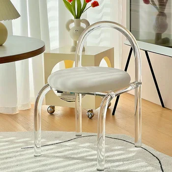 Кресло для макияжа с акцентами, Прозрачное акриловое кресло для спальни, Легкое роскошное обеденное кресло в скандинавском минималистичном стиле