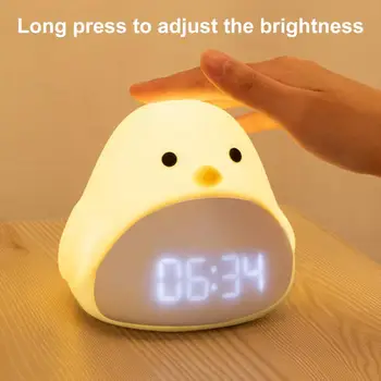 Многофункциональный будильник с функцией повтора, сенсорный мультяшный цифровой будильник с птицей, настольный рядом с ночником для детей